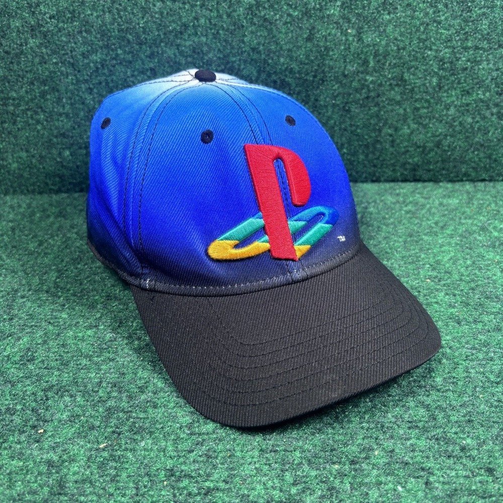 PlayStation Ombré Blue & Black Stretch Gamer  Cap OSFM 2018 Embroidered Logo EUC